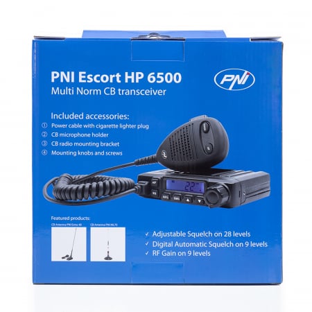 Statie radio CB PNI Escort HP 6500, multistandard, 4W, AM-FM, 12V, ASQ, RF Gain, mufa de bricheta inclusa AM/FM comutati doar in banda EU [5]