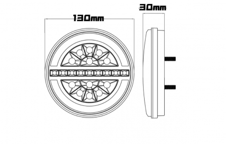 Stop LED  cu Efect Neon Smoked Ø13cm 130mm 12V-24V cu 4 Funcții Stop, Pozitie, Semnalizare Dinamică și Lumină de Mers Înapoi [3]