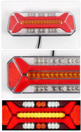 Set lampi Stop LED spate - (stanga + dreapta), multifunctional, 5 functii, pentru camion si remorca, semnalizare dinamica, stop, marsarier, ceata, IP66, 12-24V [9]