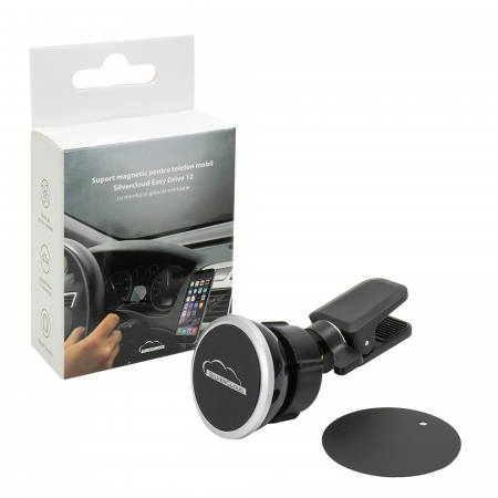 Incarcatoare si suporturi pentru telefoane - Suport magnetic pentru telefon mobil Silvercloud Easy Drive 12 in grila de ventilatie