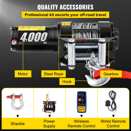 Troliu electric cu telecomanda pentru remorcare autoturisme, jeep-uri, barci, off-road, 4000LBS 1820kg, 12V [8]