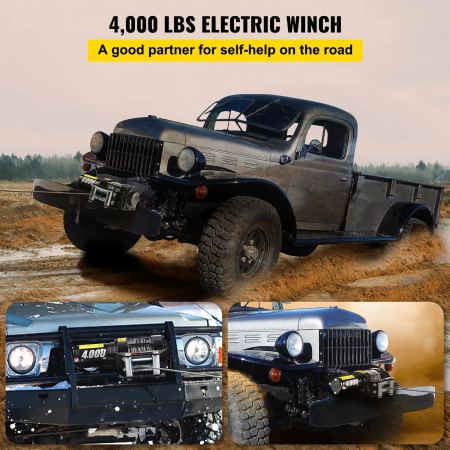 Troliu electric cu telecomanda pentru remorcare autoturisme, jeep-uri, barci, off-road, 4000LBS 1820kg, 12V [12]