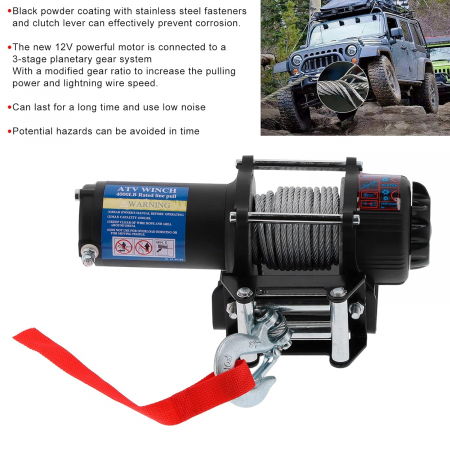 Troliu electric cu telecomanda pentru remorcare autoturisme, jeep-uri, barci, off-road, 5500LBS 2500kg, 12V [7]