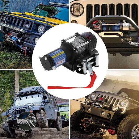 Troliu electric cu telecomanda pentru remorcare autoturisme, jeep-uri, barci, off-road, 5500LBS 2500kg, 12V [2]