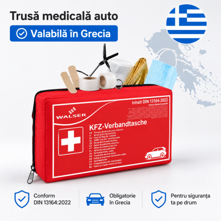 Alte accesorii - Trusă medicală de prim ajutor auto DIN 13164-2022 Standard european care acoperă noile cerințe din Grecia
