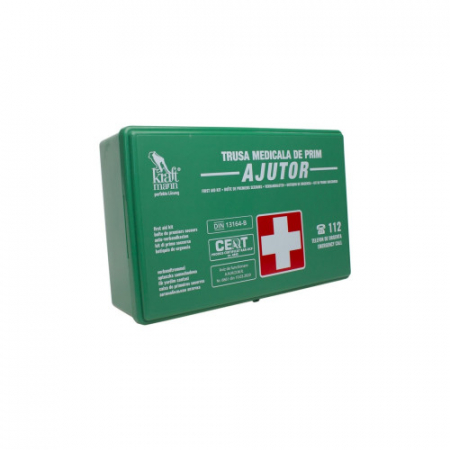 Trusa medicala prim ajutor in cutie de plastic VERDE omologata RAR [1]
