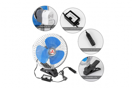Ventilator auto 12V 20 cm 8'' inch cu clemă [0]