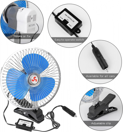 Electronice si electrice auto - Ventilator auto rotativ 12V suport fix metalic