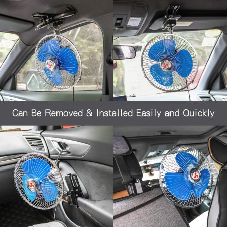 Ventilator auto rotativ 12V suport fix metalic [9]
