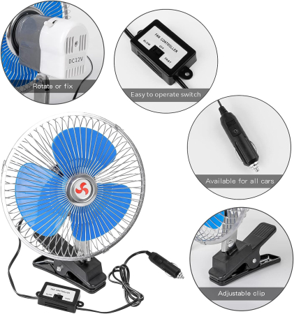 Electronice si electrice auto - Ventilator auto rotativ 12V suport fix metalic