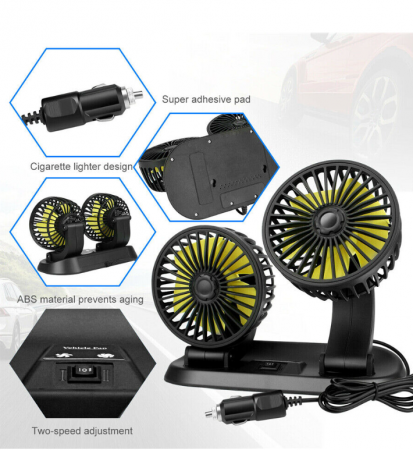 Noutati Real Auto - Ventilator dublu pentru autoturisme autobuze rulote 12V 10,5 cm