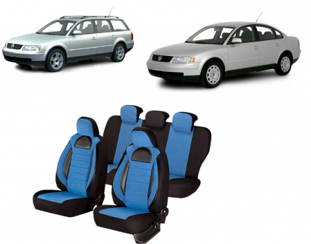 Volkswagen - Set huse scaune compatibile VW Passat B5 (1997-2005) Piele + Textil (Compatibile cu sistem AIRBAG)