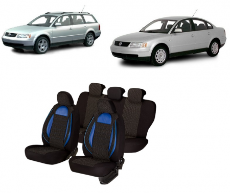 Volkswagen - Set huse scaune compatibile VW Passat B5 (1997-2005) Piele + Textil (Compatibile cu sistem AIRBAG)