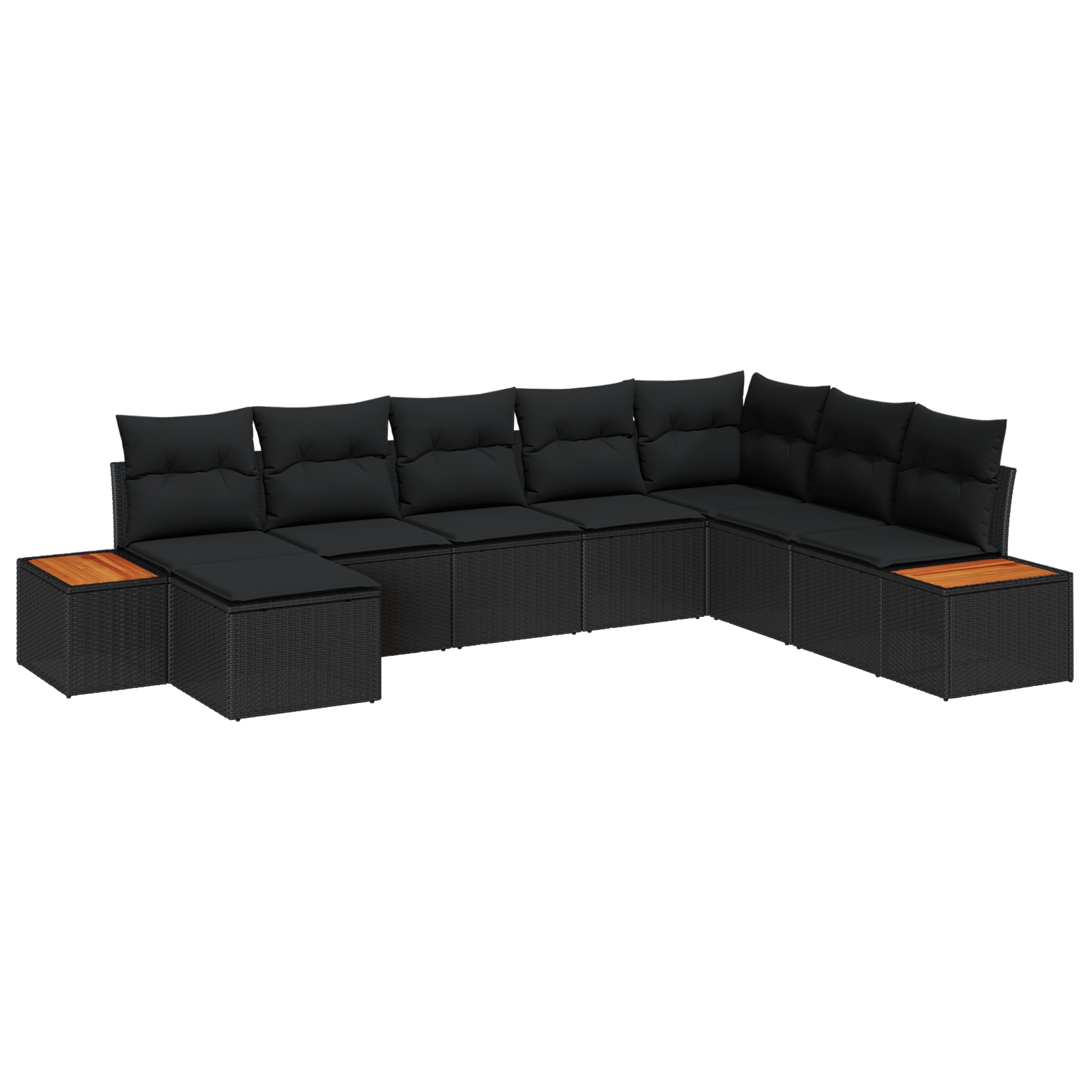 Set de 8 Piese de Sofa pentru Grădină cu Perne Negru Poliratan Acacia [1]