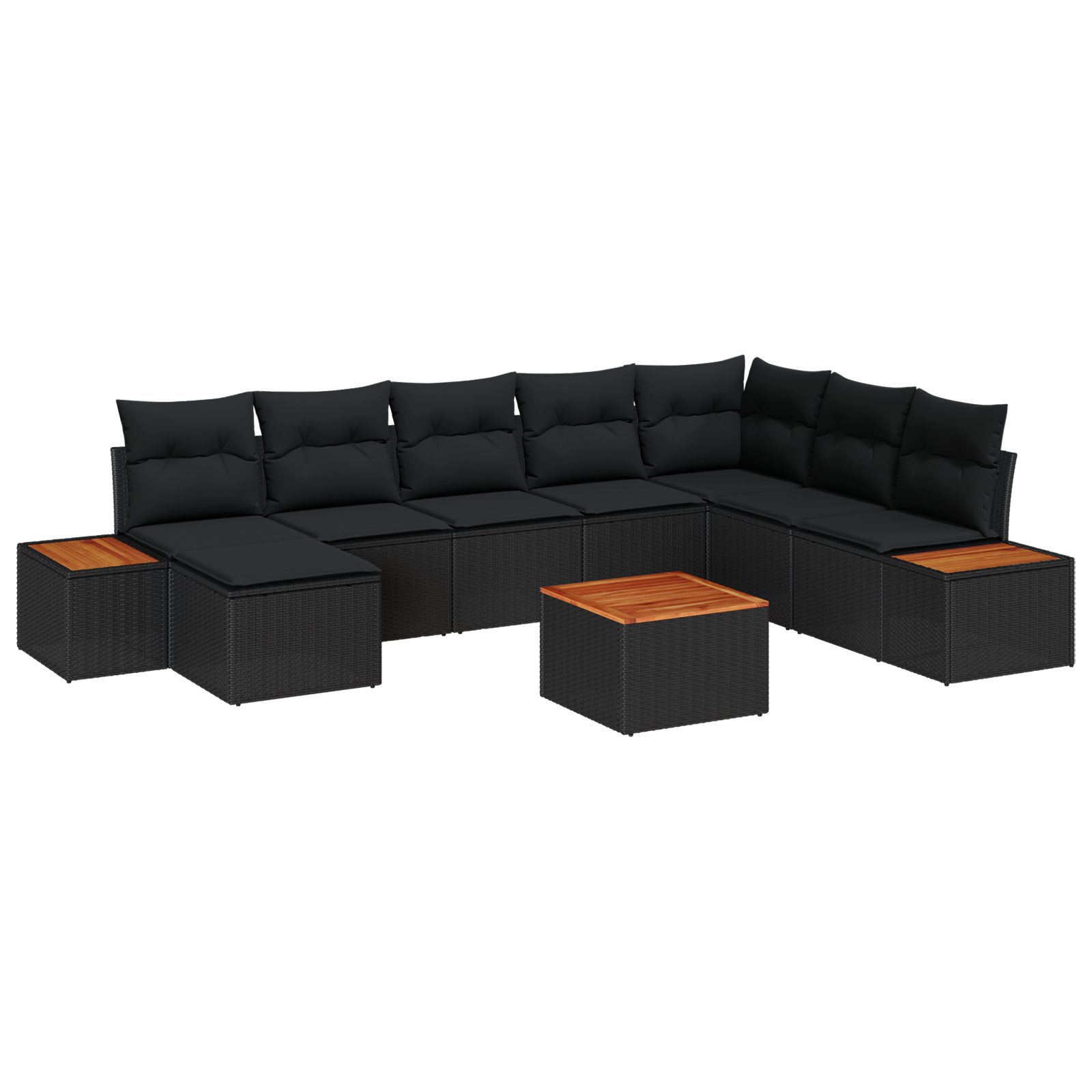 Set Canapea Grădină cu Perne Negru Poly Rattan Acacia [1]