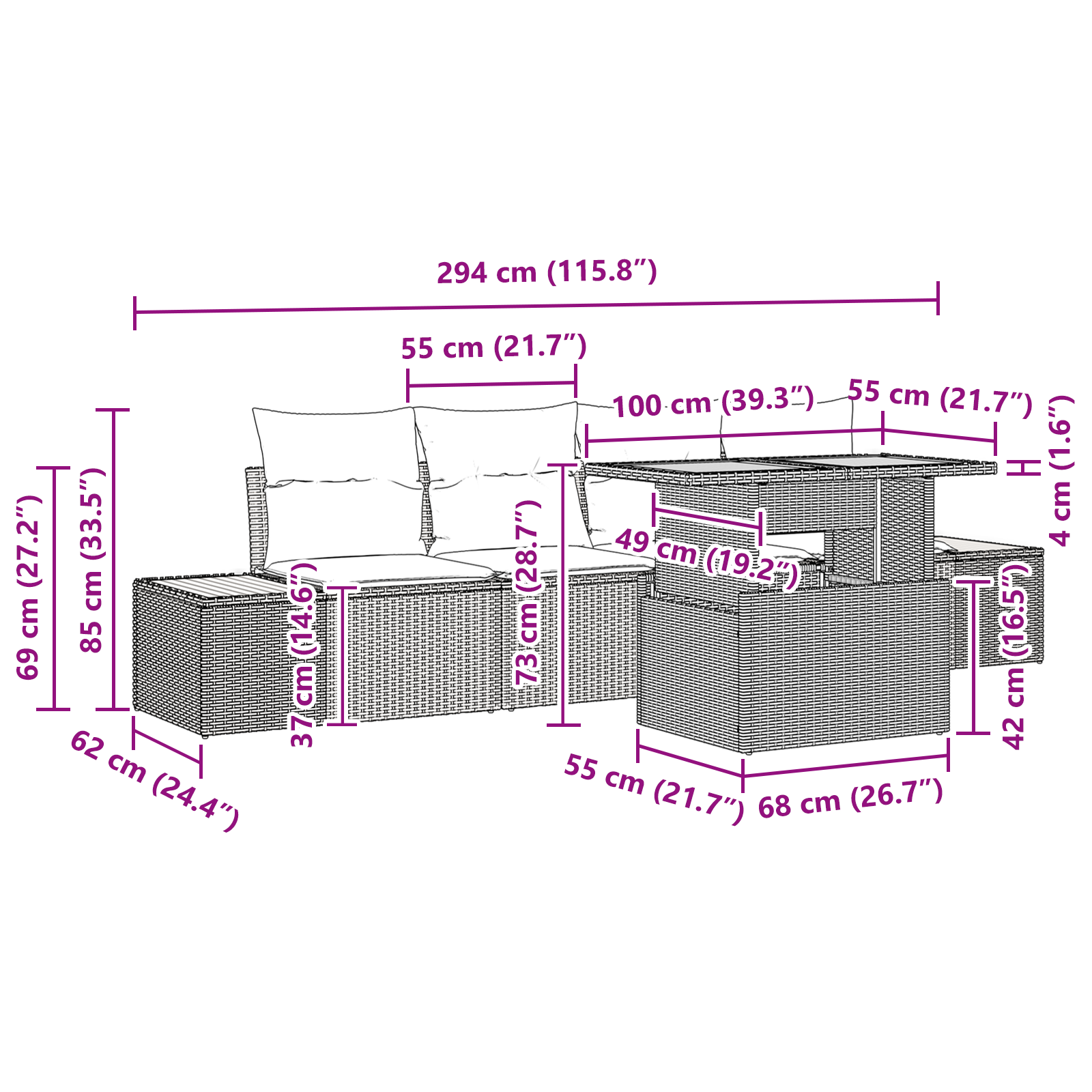 Set de dining pentru grădină de 5 piese cu perne negre din poliratan și acacia [9]