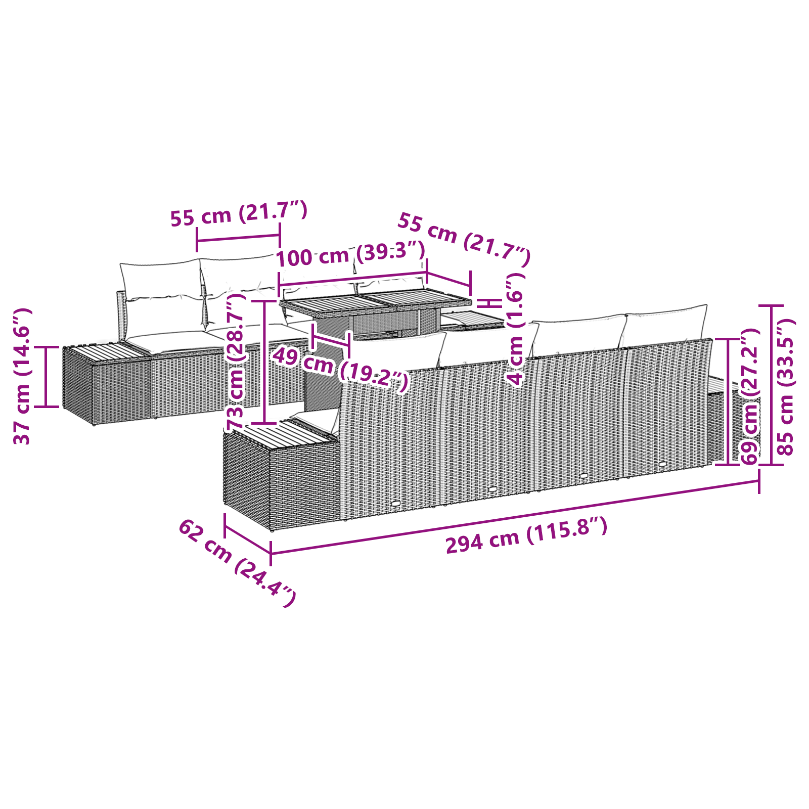 Set de Masă pentru Grădină cu 9 Piese cu Perne Negru Poliratan Acacia [9]