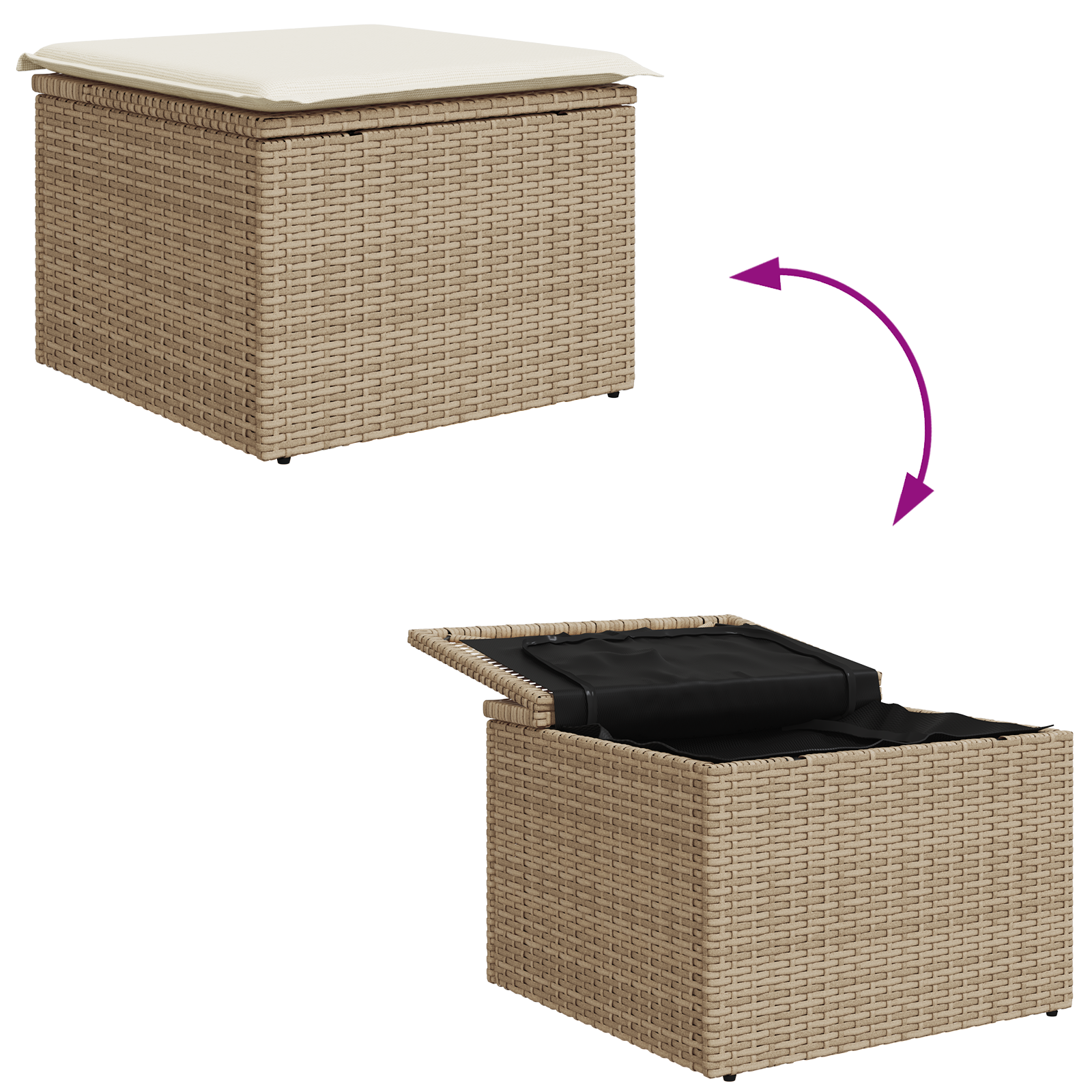 Set canapele grădină  cu perne Brown Poly Rattan, Canapea grădină  cu depozitare și perne Beige Poly Rattan [11]