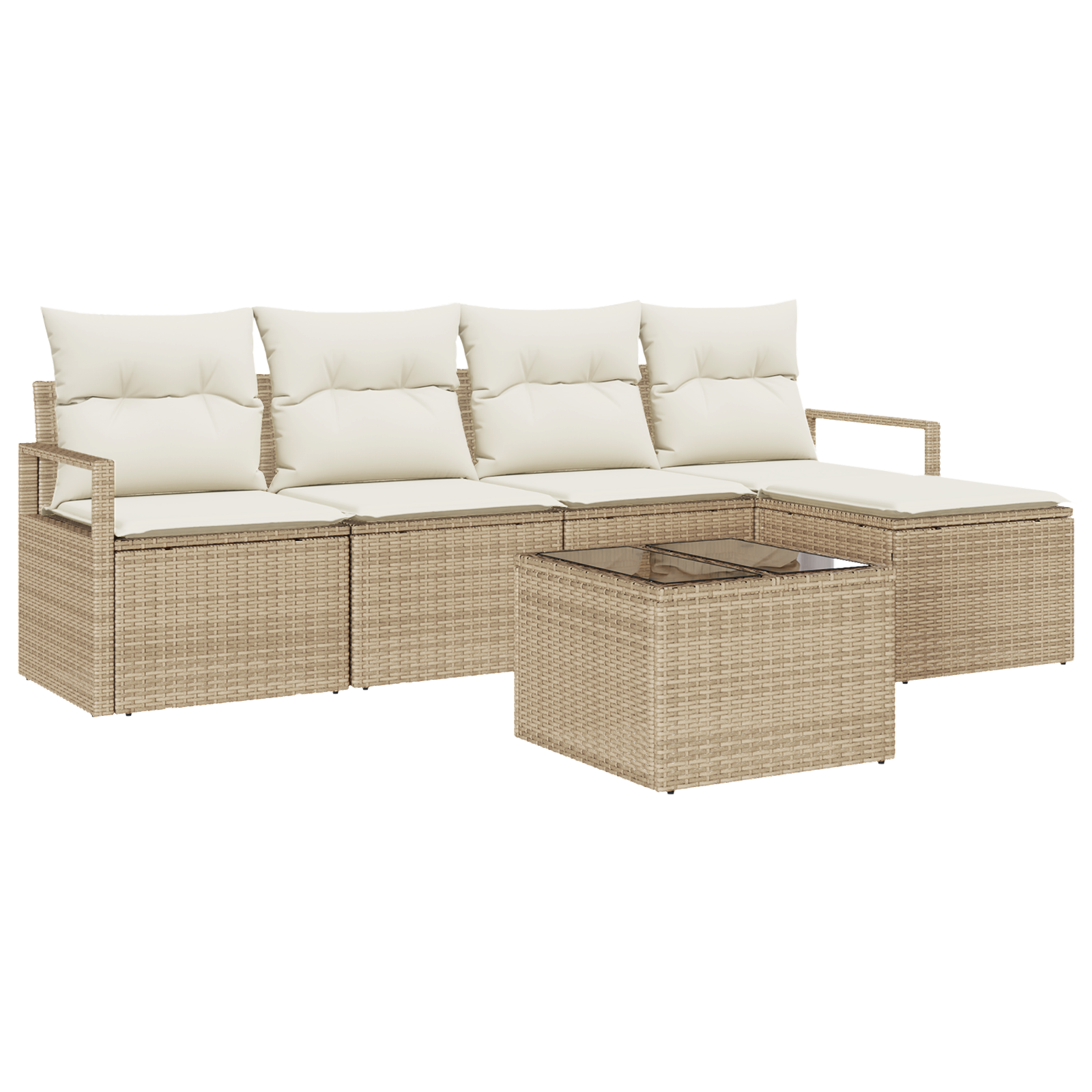 Set canapele grădină  cu perne Brown Poly Rattan, Canapea grădină  cu depozitare și perne Beige Poly Rattan [1]
