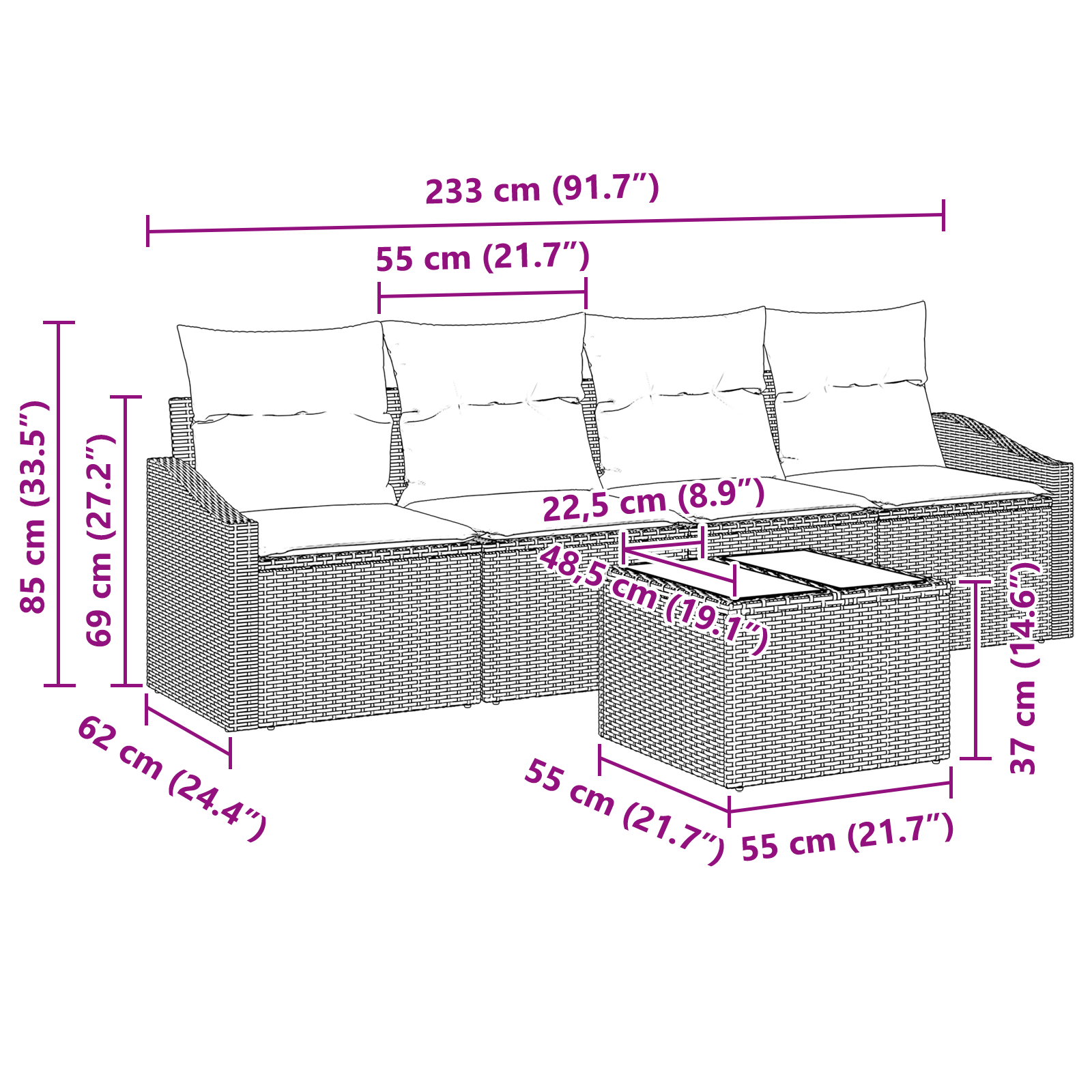 Set Mese Grădină 5 Piese cu Perne Bej Ratan Poliesteric [10]