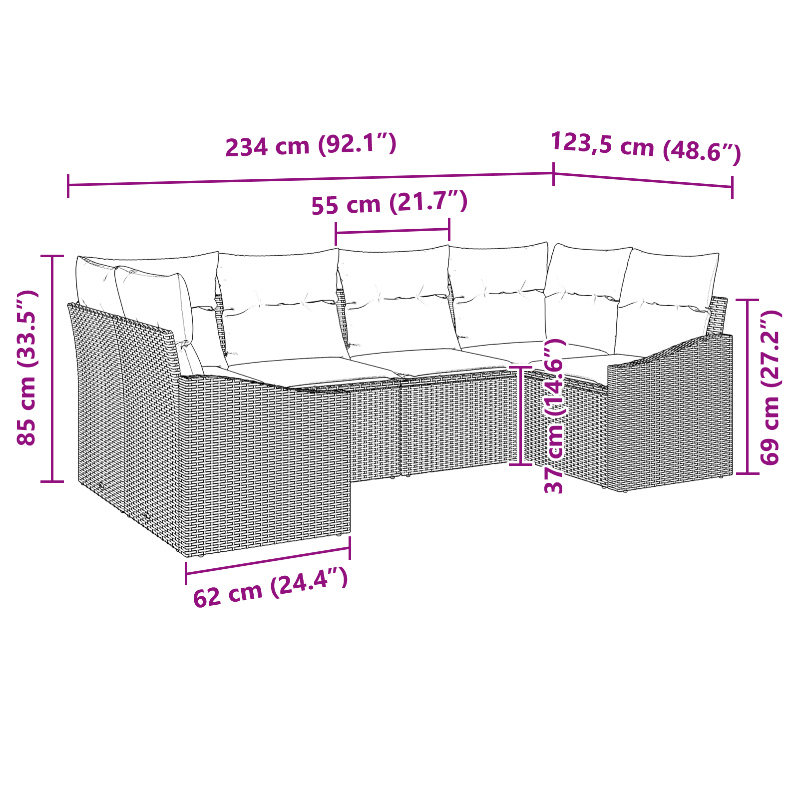 Set de Canapea Grădină 6 Piese cu Perne Bej Poliratan [11]