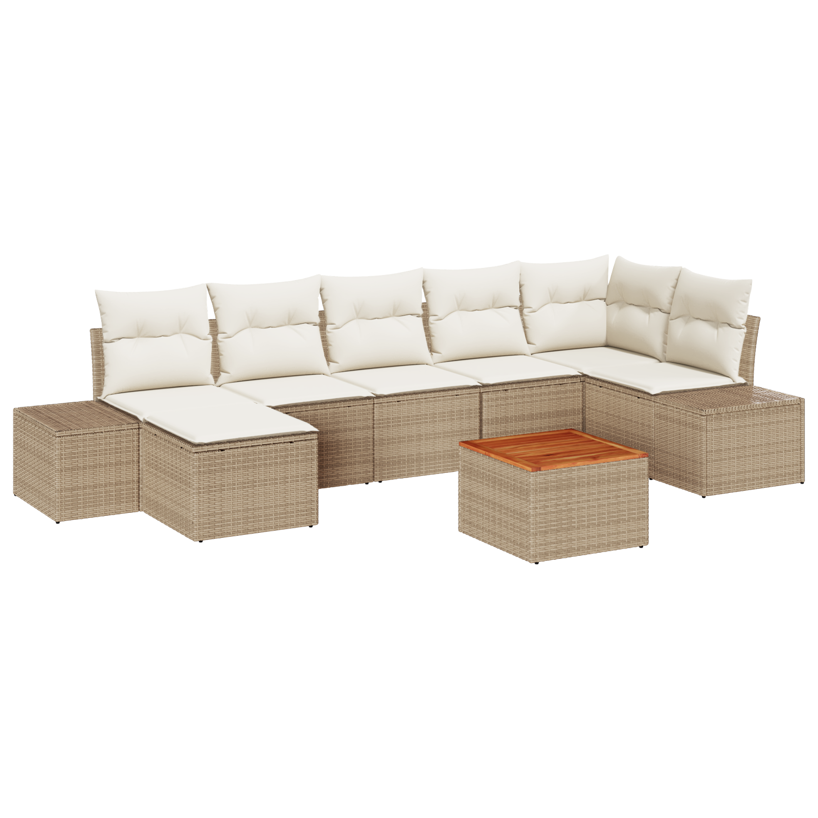 Set de Sofa de Grădină cu 8 Piese cu Perne Bej din Ratan Polimeric Acacia [1]