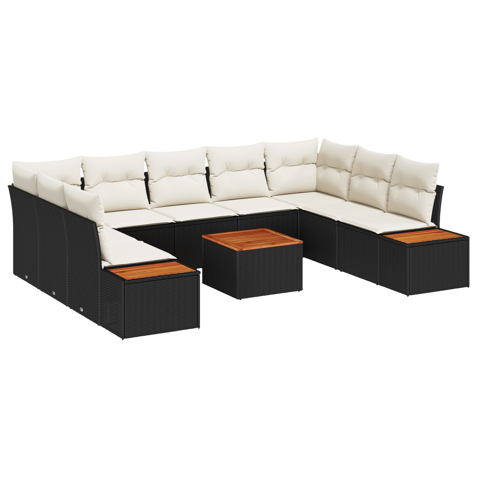 Set de Sofa de Grădină  din 6 Piese cu Perne, Ratan Poli Negru, Sofa de Grădină  cu 2 Locuri cu Spațiu de Depozitare și Perne, Ratan Poli Negru [1]