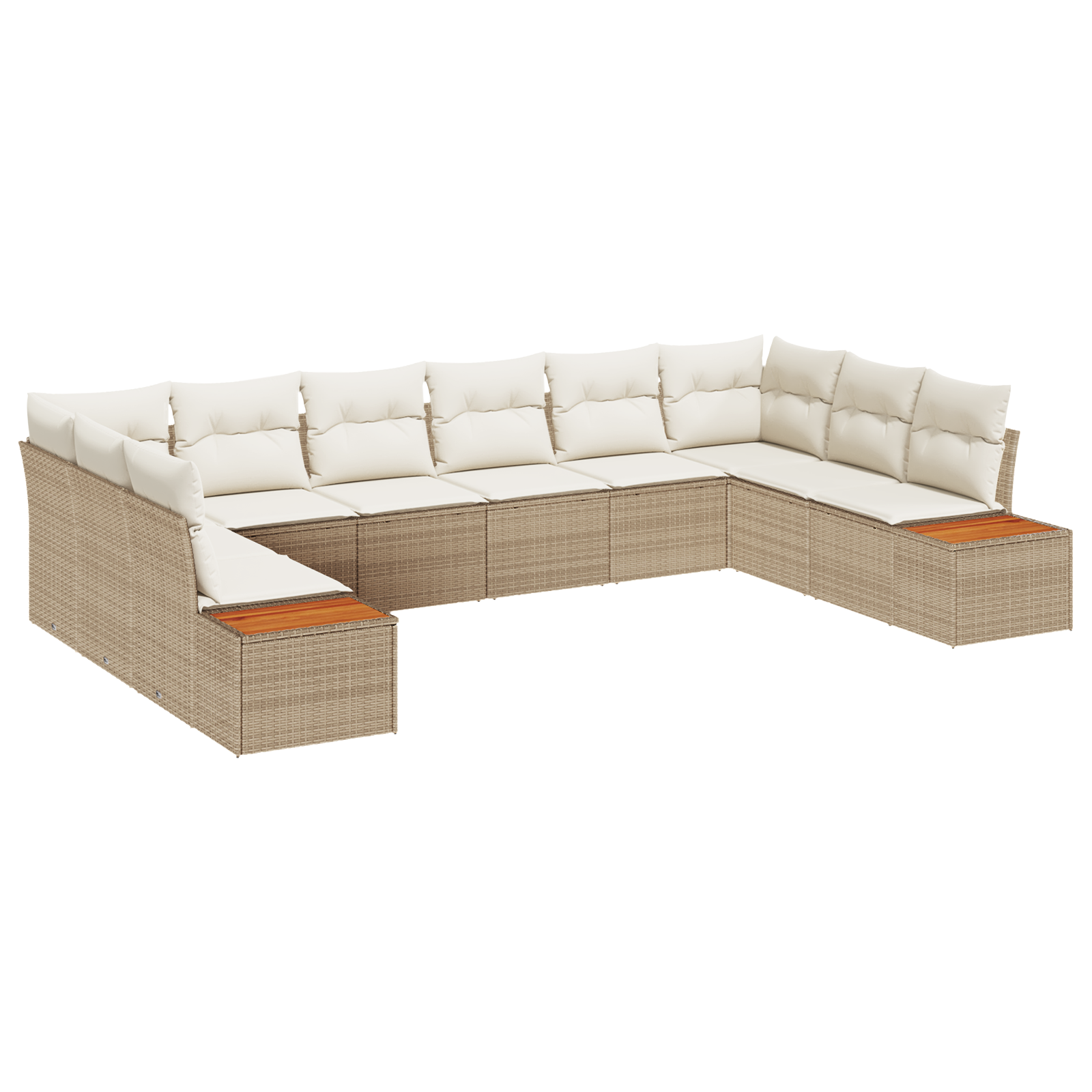 Set de Canapele pentru Grădină  pe 10 piese cu Pernă Bej din Poliratan, Canapea pentru Grădină  pentru 2 Persoane cu Spațiu de Depozitare și Pernă Bej din Poliratan [1]