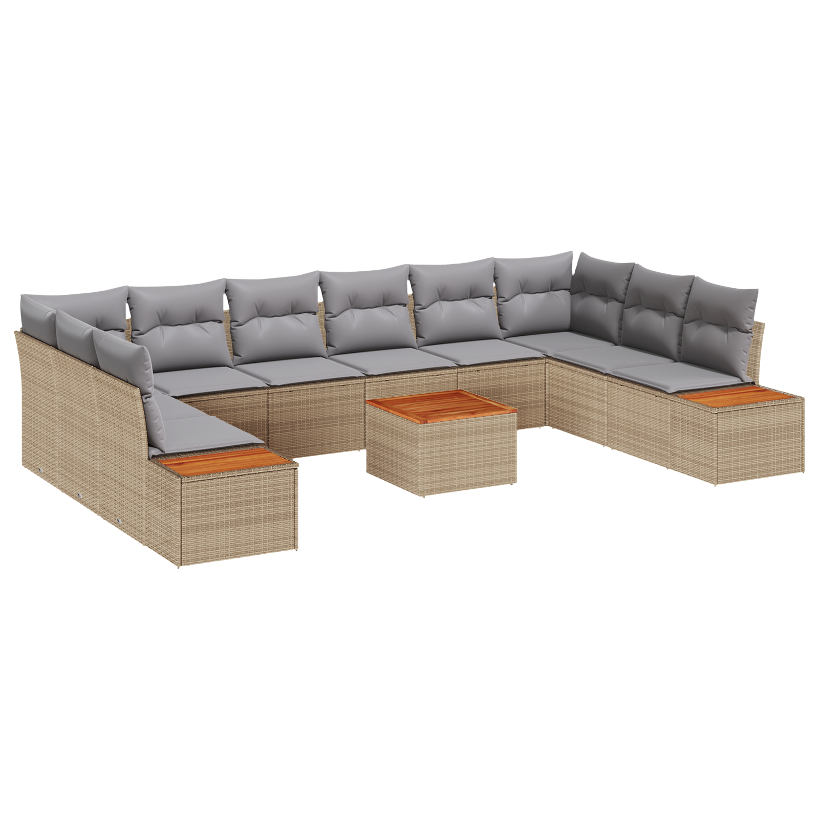 Set de Sofa de Grădină  cu Pernuțe Bej Ratan Poliester Acacia, Sofa de Grădină  cu 2 Locuri cu Spațiu de Depozitare & Pernuțe Bej Ratan Poliester [1]