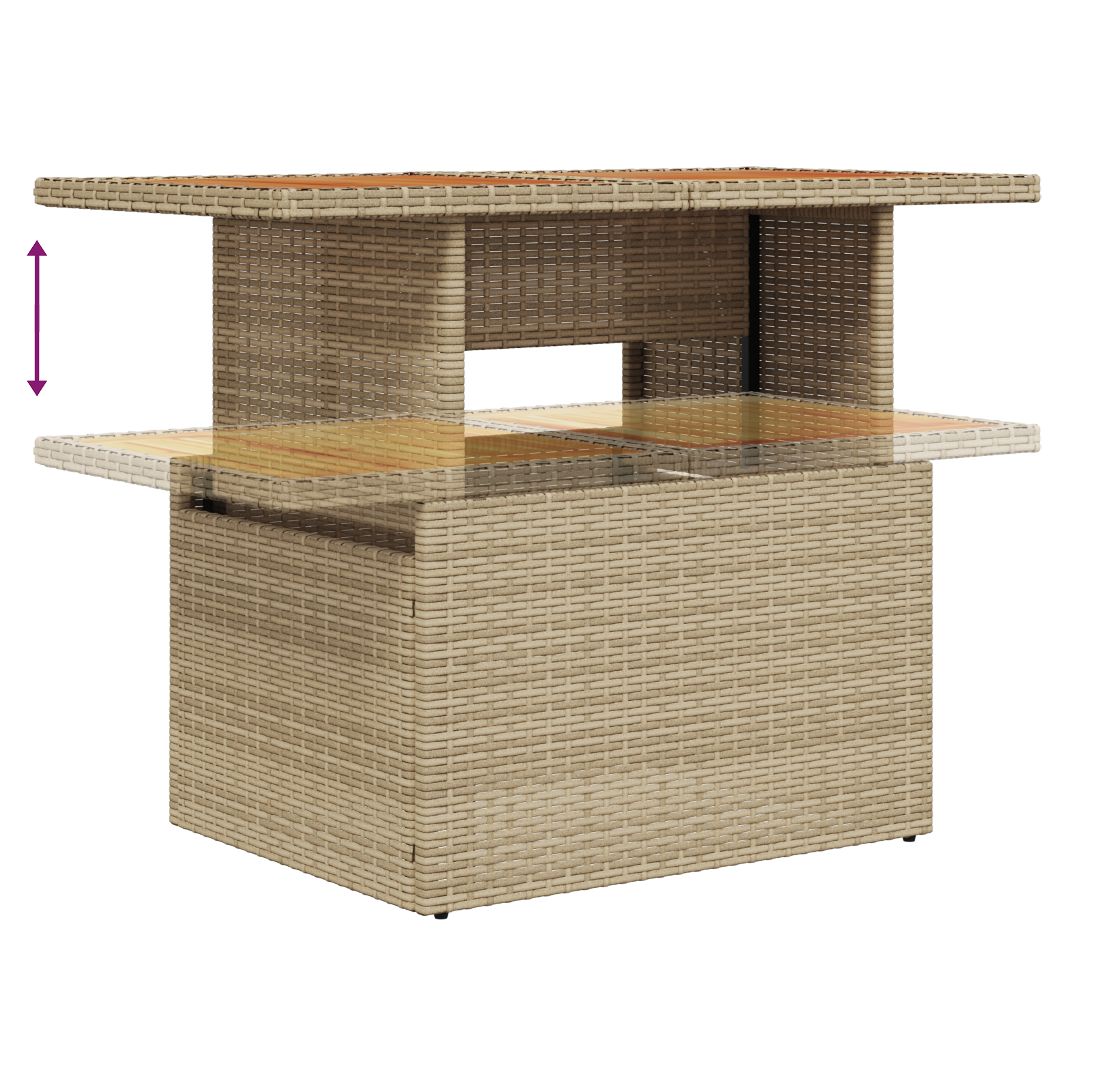 Set de Canapea Grădină  7 Piese cu Perne Bej Rattan Poly, Canapea Grădină  2-Seat cu Depozitare & Perne Bej Rattan Poly [11]