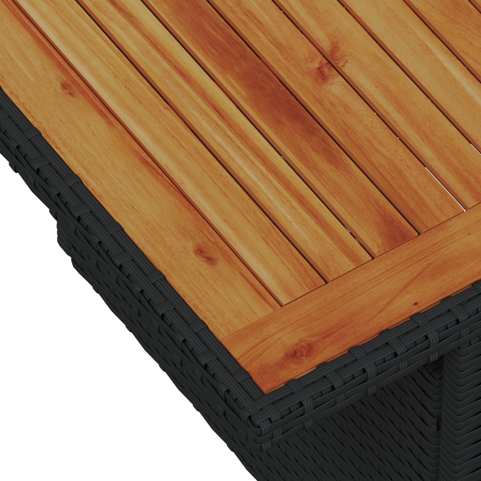 Set de Sofa de Grădină cu 8 Piese și Pernuțe - Poli Ratan Negru și Acacia, Sofa de Grădină cu 2 Locuri cu Spațiu de Depozitare și Pernuțe - Poli Ratan Negru [10]