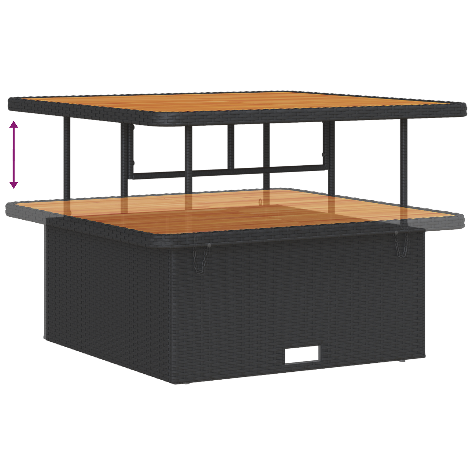 Set de canapele de grădină  cu perne 8 piese Negru Poliratan Acacia, Canapea de grădină  cu perne 2 locuri Negru Poliratan, Set de dining de grădină  3 piese cu perne Negru Poliratan Acacia [5]