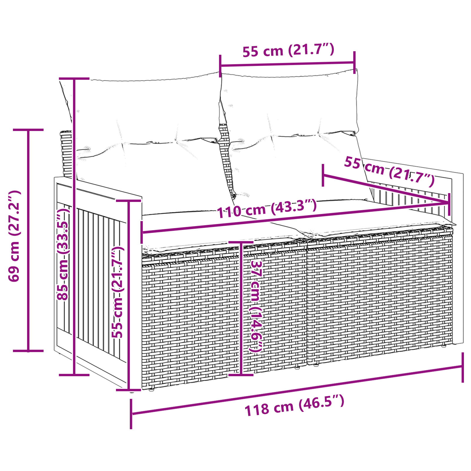 Set canapele grădină  13 piese cu perne Negru Ratan polițian Acacia, Set dining grădină  4 piese cu perne Negru Ratan polițian Acacia, Canapea grădină  2 locuri cu perne Negru Ratan polițian [9]