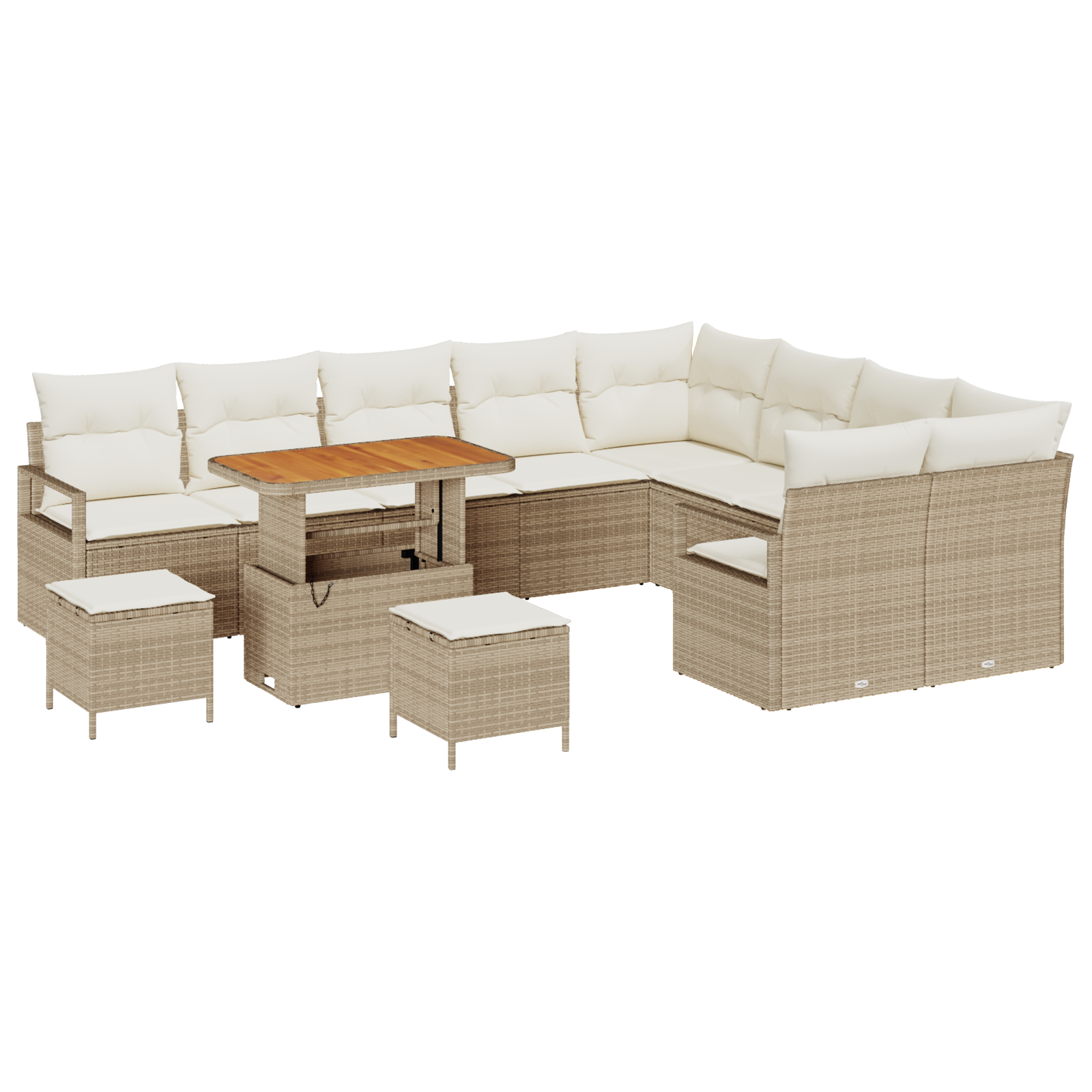 Set canapele grădină  12 piese cu perne bej din ratan poli acacia [1]