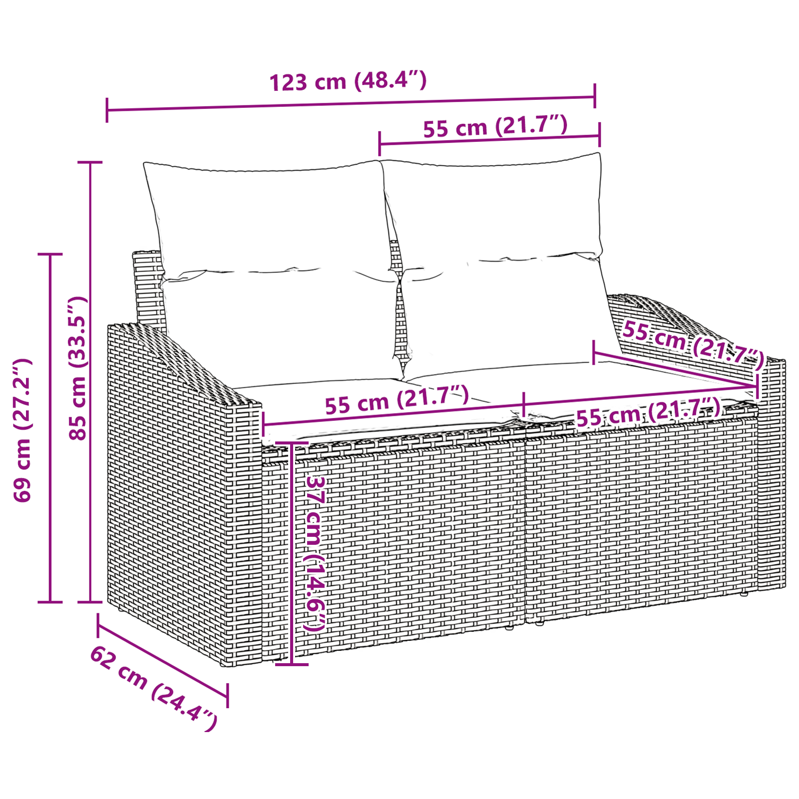 Set canapea 9 piese pentru grădină cu perne bej din ratan poliester acacia, Set canapea 2 locuri pentru grădină cu depozitare și perne bej din ratan poliester, Set de dining 4 piese pentru grădină cu  [8]