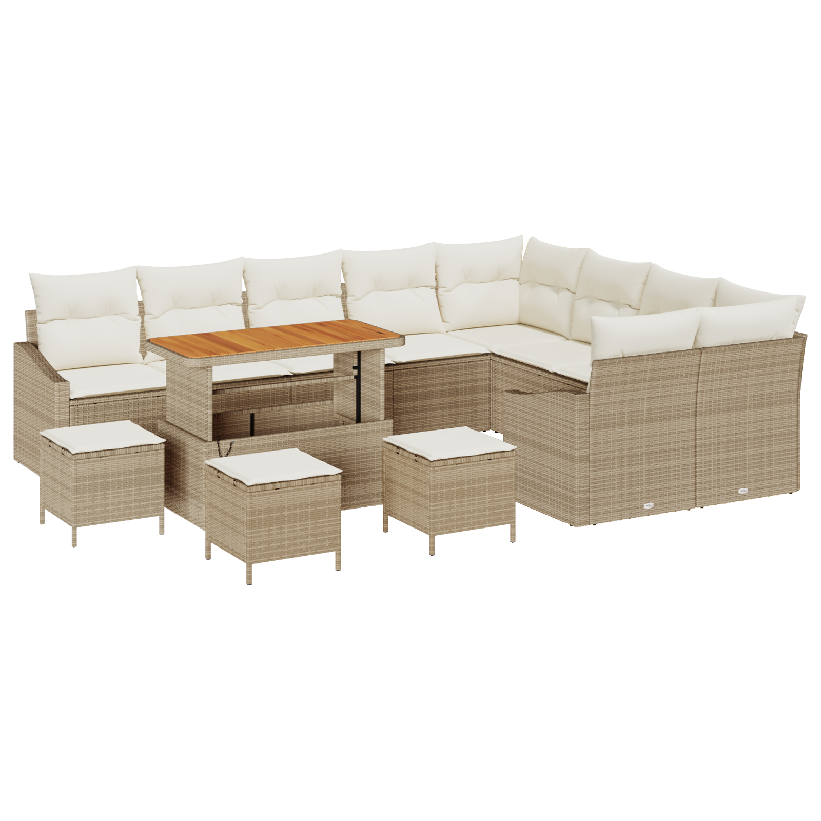 Set de sofa  13 piese cu perne Bej Poliratan Acacia [1]