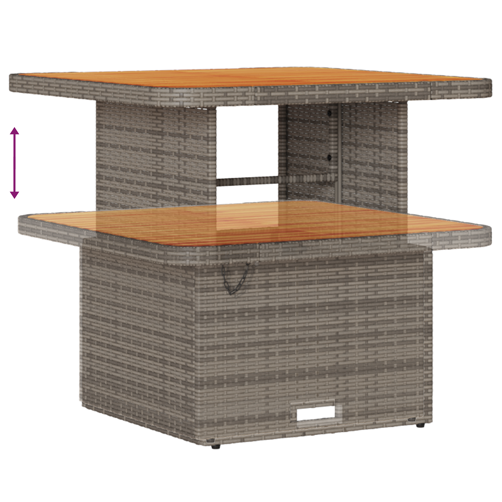 Set canapea grădină 8 piese cu perne gri din polyratan acacia, Canapea grădină 2 locuri cu depozit și perne gri din polyratan, Set dining grădină 3 piese cu perne gri din polyratan acacia [8]