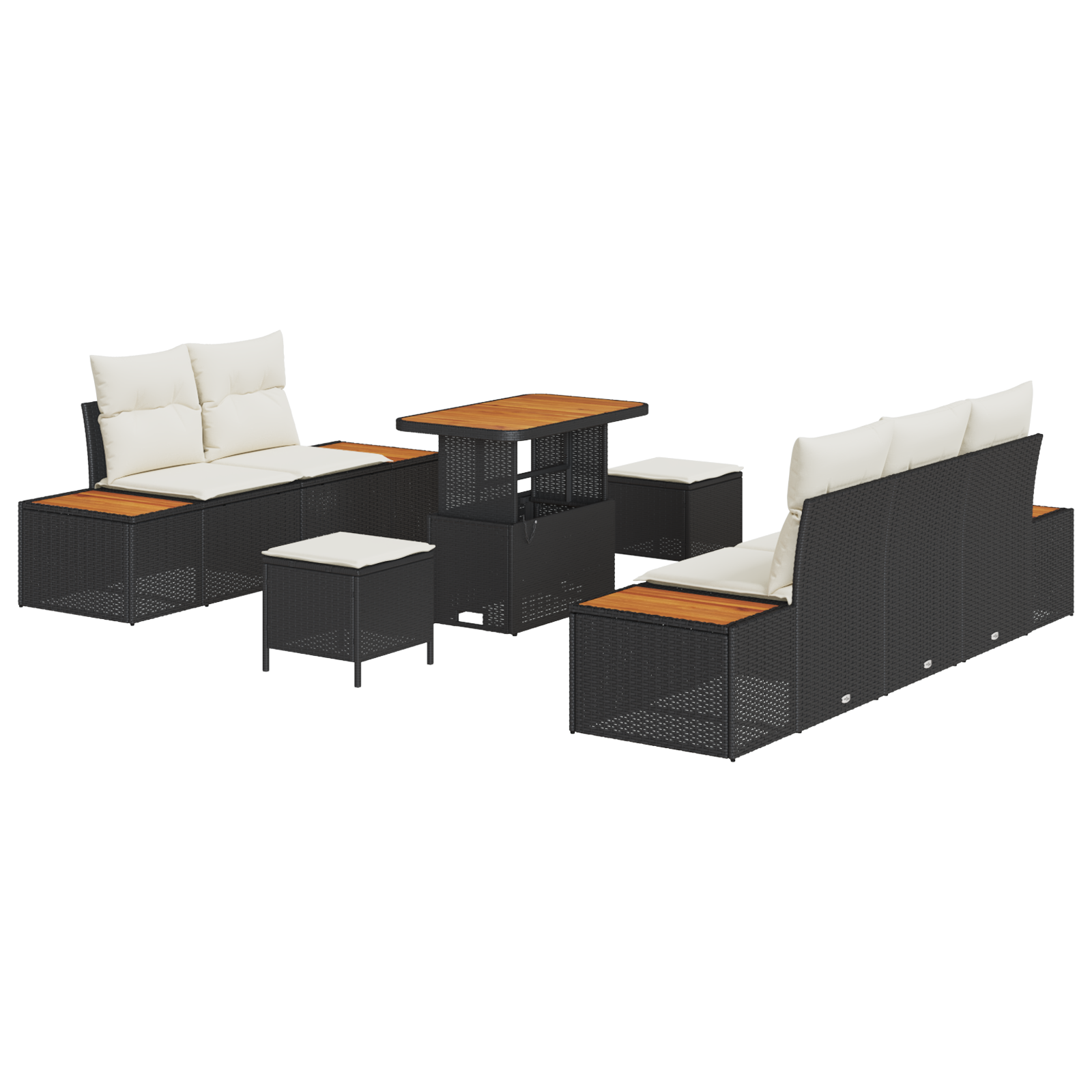 Set de Sofa pentru Grădină cu 8 Piese cu Pernă Neagră din Ratan Acacia [1]