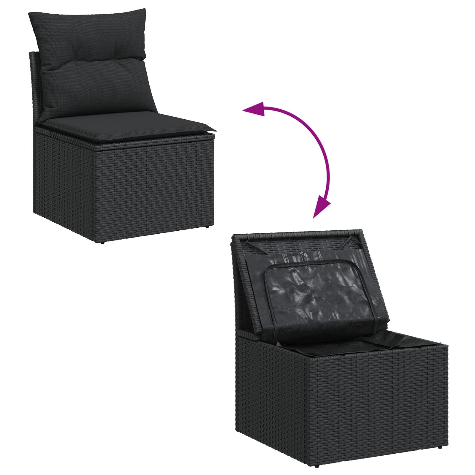 Set de Sofa pentru Grădină cu 11 Piese cu Perne Negru Poliratan Acacia [10]