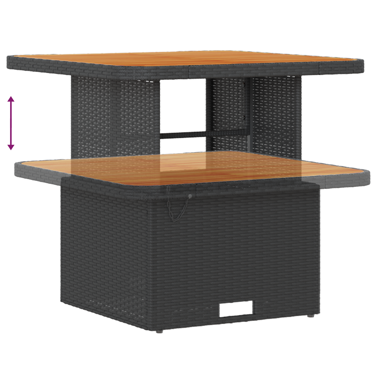 Set de canapea pentru grădină  din 8 piese cu perne din ratan negru și acacia, Canapea de grădină  cu 2 locuri și depozitare & perne din ratan negru, Set de dining pentru grădină  din 3 piese cu perne [9]