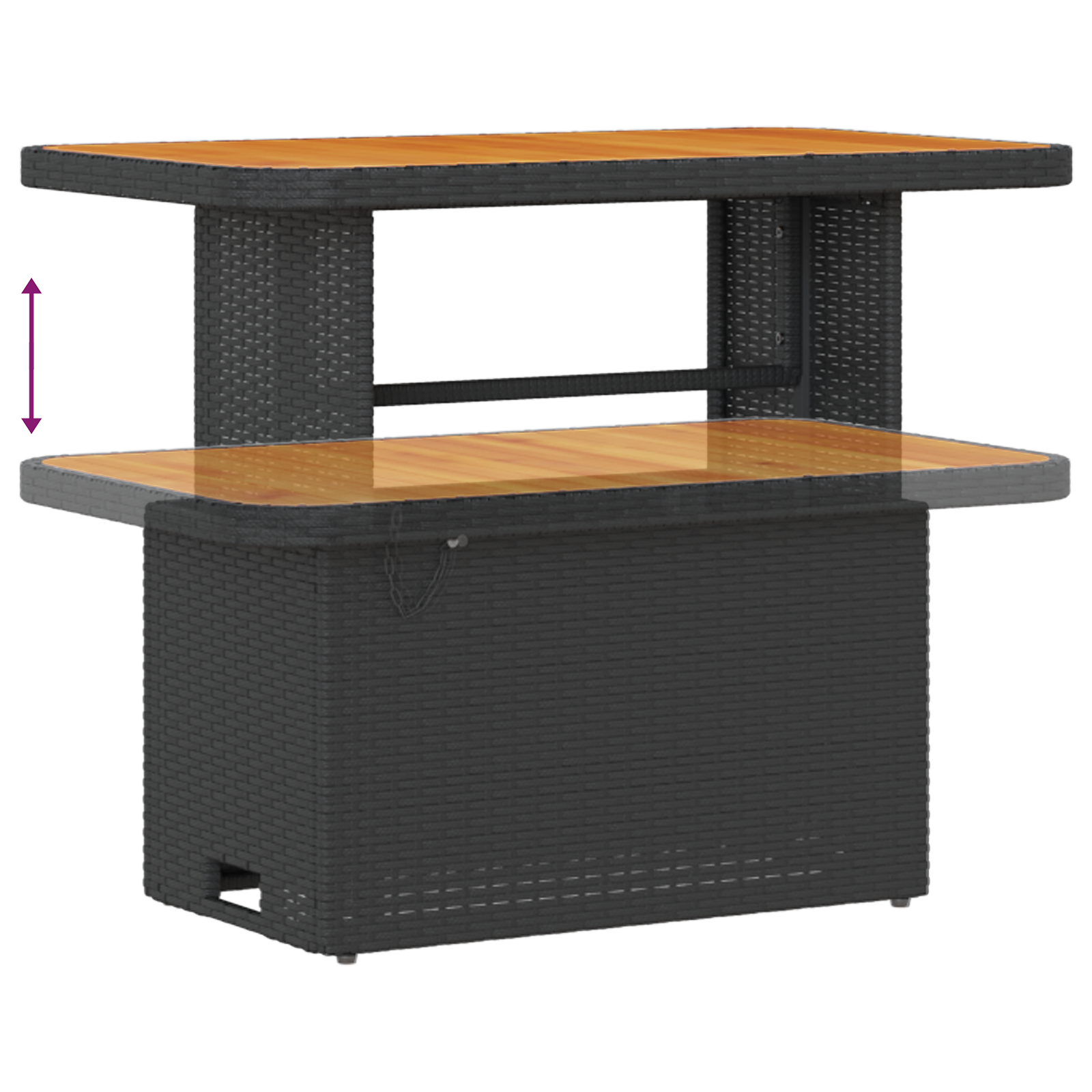 Set de Canapea pentru Grădină de 12 Piese cu Pernuțe Negru Ratan Polietilena Acacia, Canapea pentru Grădină de 2 Locuri cu Depozitare & Pernuțe Negru Ratan Polietilena, Set de Dining pentru Grădină de [9]