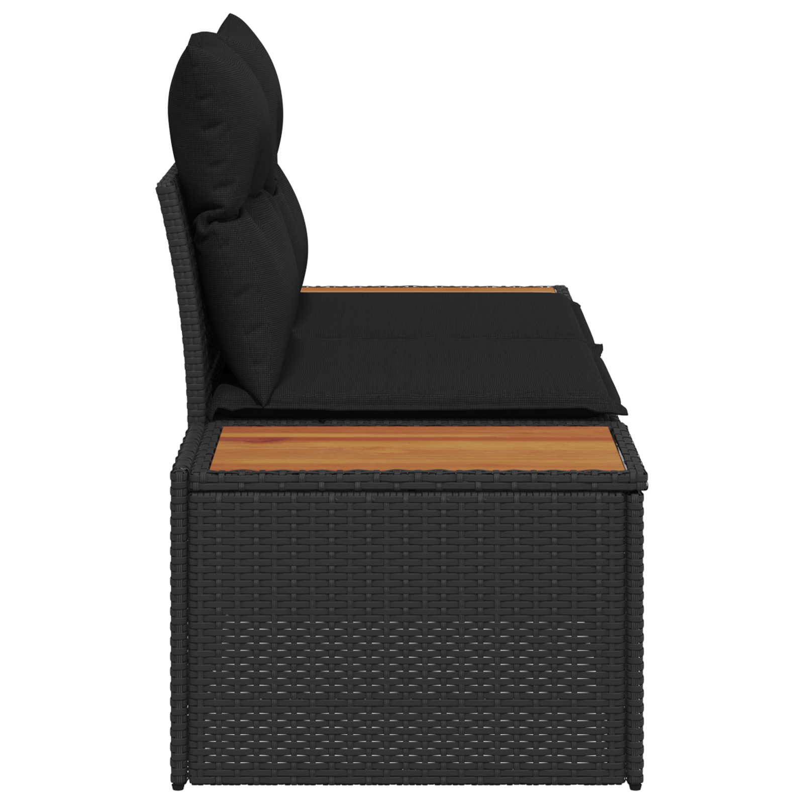 Canapea de Grădină cu 2 Locuri cu Perne Negru din Poliratan [4]