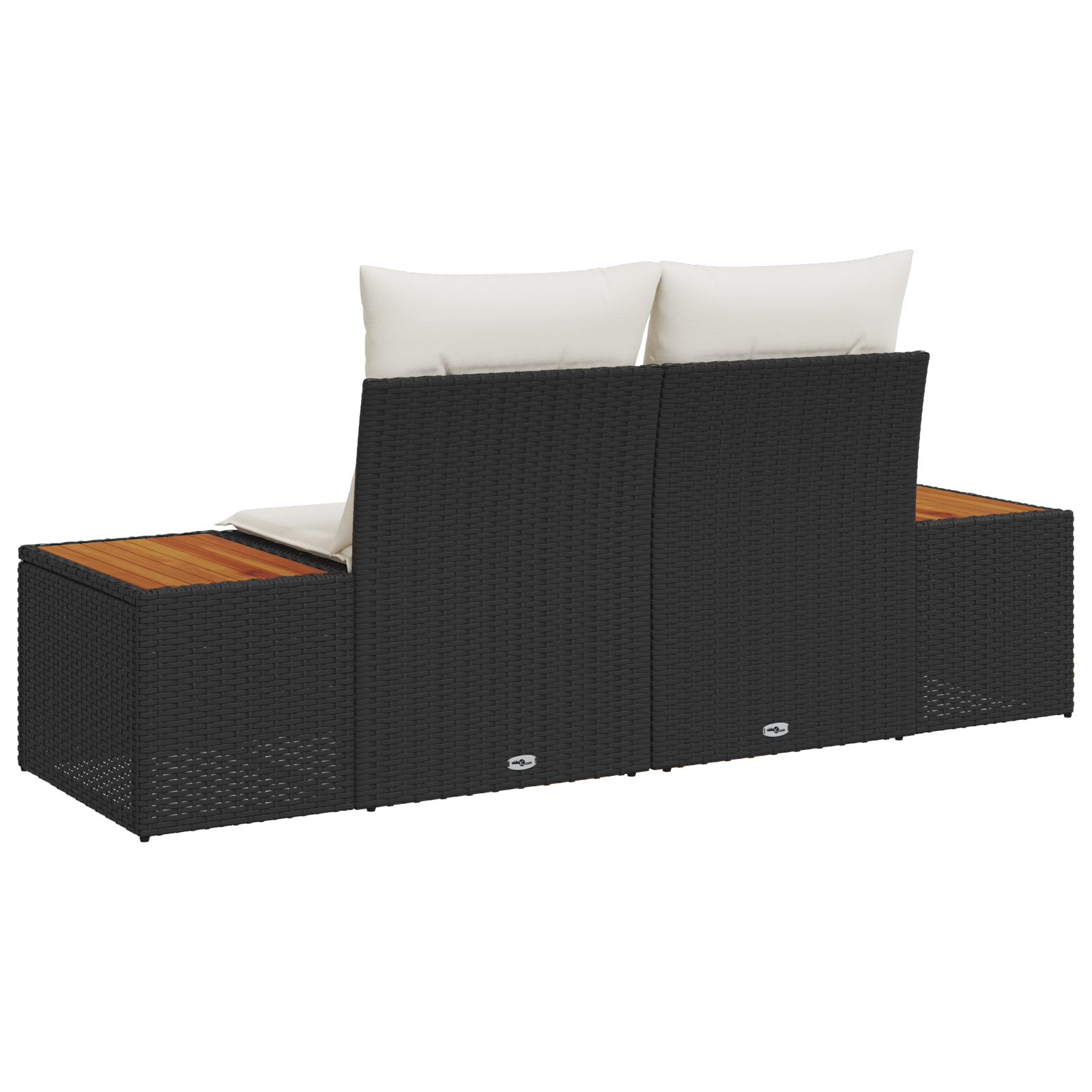 Canapea de Grădină cu 2 Locuri și Perne Neagră din Poliratan [3]