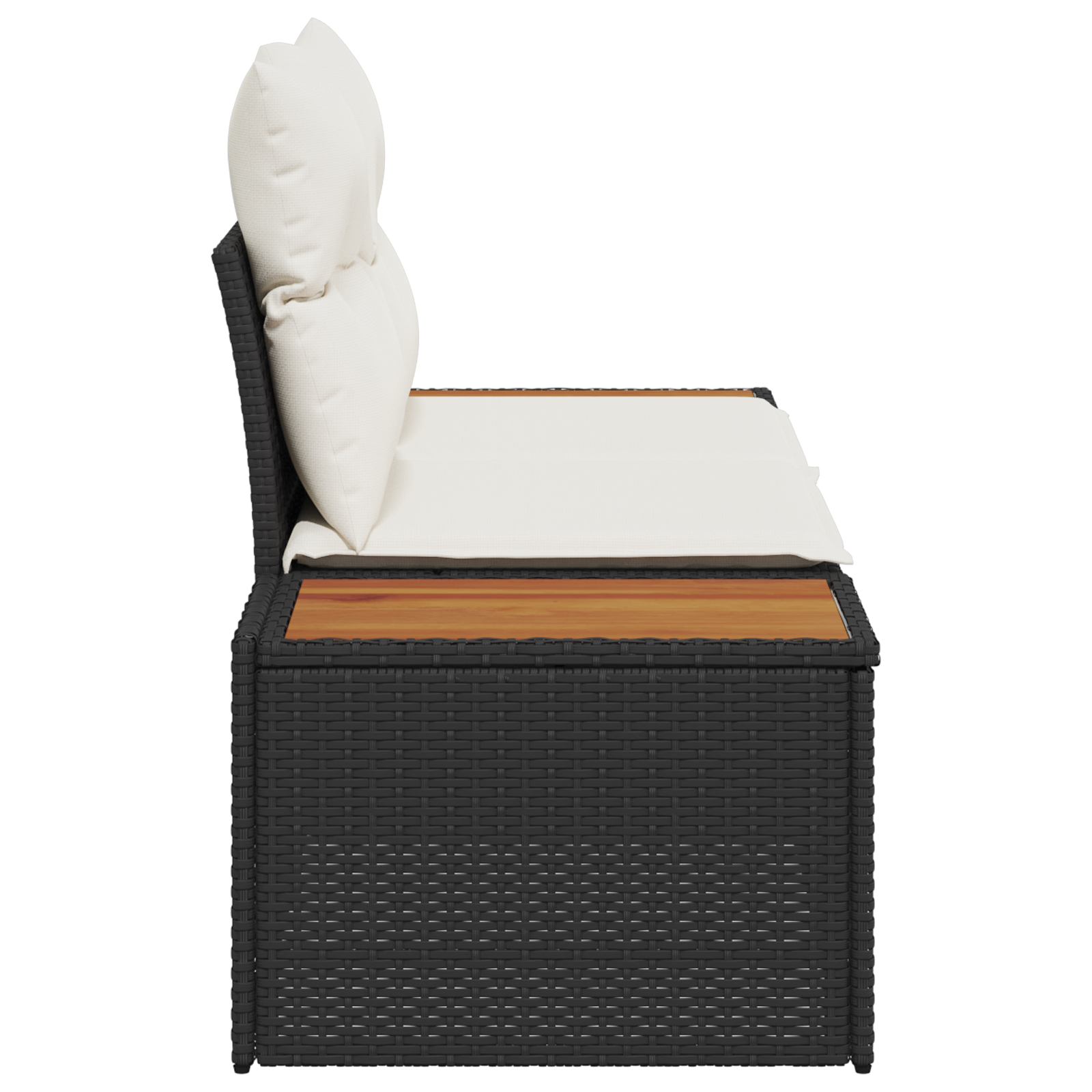 Canapea de Grădină cu 2 Locuri și Perne Neagră din Poliratan [4]