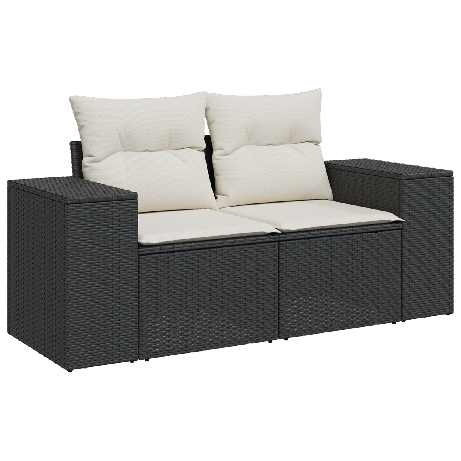 Set Sofa Grădină  cu Perne Negru Rattan Sintetic Acacia, Set Dining Grădină  cu Perne Negru Rattan Sintetic Acacia [5]