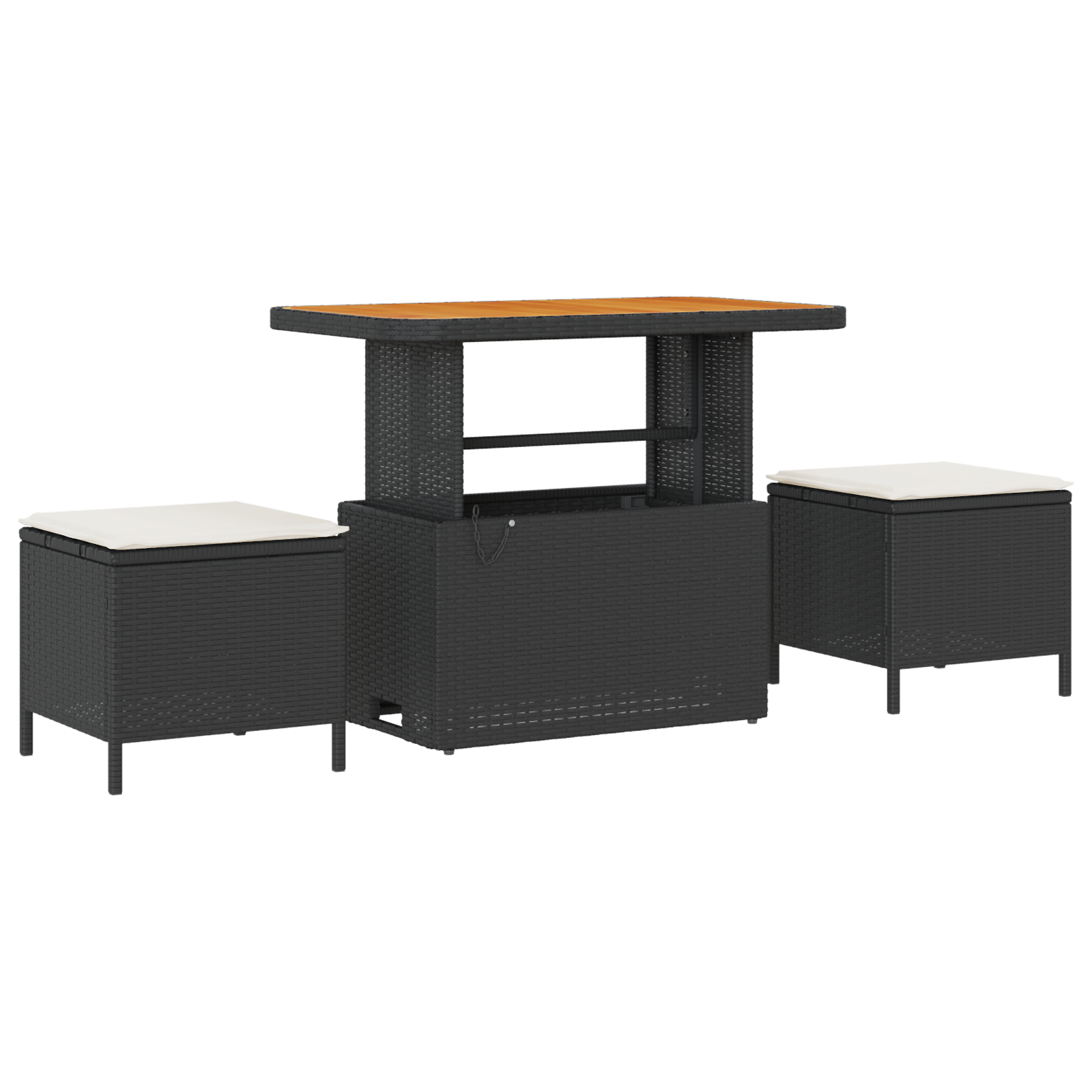 Set Canapea Grădină cu 10 Piese și Perne Ratan Policolor Negru Acacia,  Set Masă Grădină cu 3 Piese și Perne Ratan Policolor Negru Acacia [5]