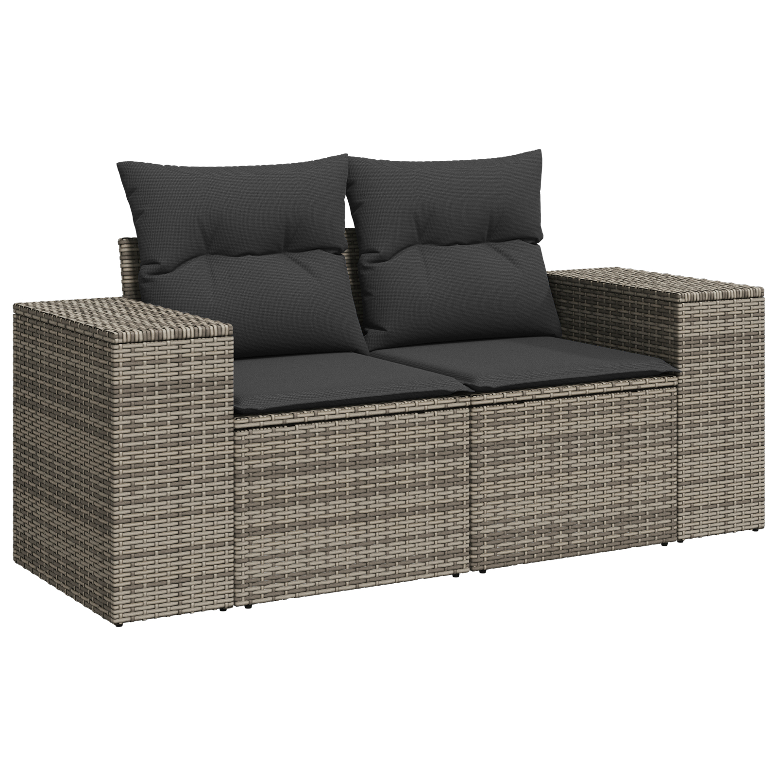 Set de Sofa de Grădină  13 Piese cu Perne Gri Ratan Polimeric Acacia, Set de Dining Grădină  3 Piese cu Perne Gri Ratan Polimeric Acacia [5]