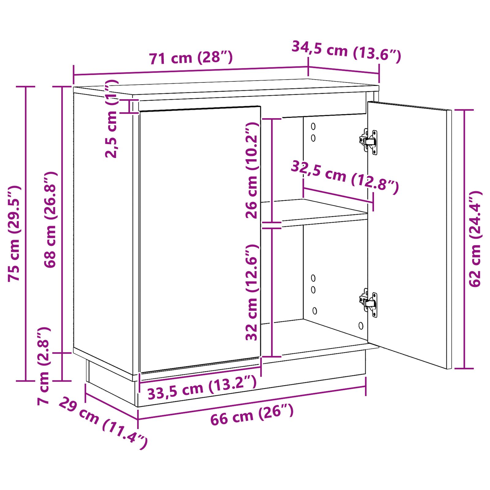 Dulap cu LED, lemn vechi, 71x34,5x75 cm, lemn prelucrat [4]