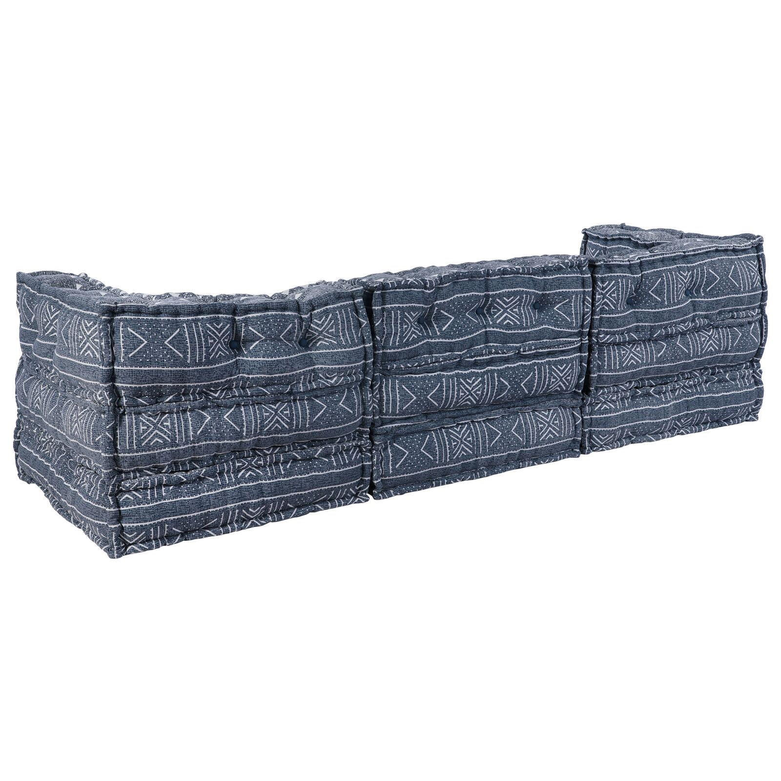 Sofa modulară cu pouf pentru 3 persoane, transformabilă, din material indigo [7]