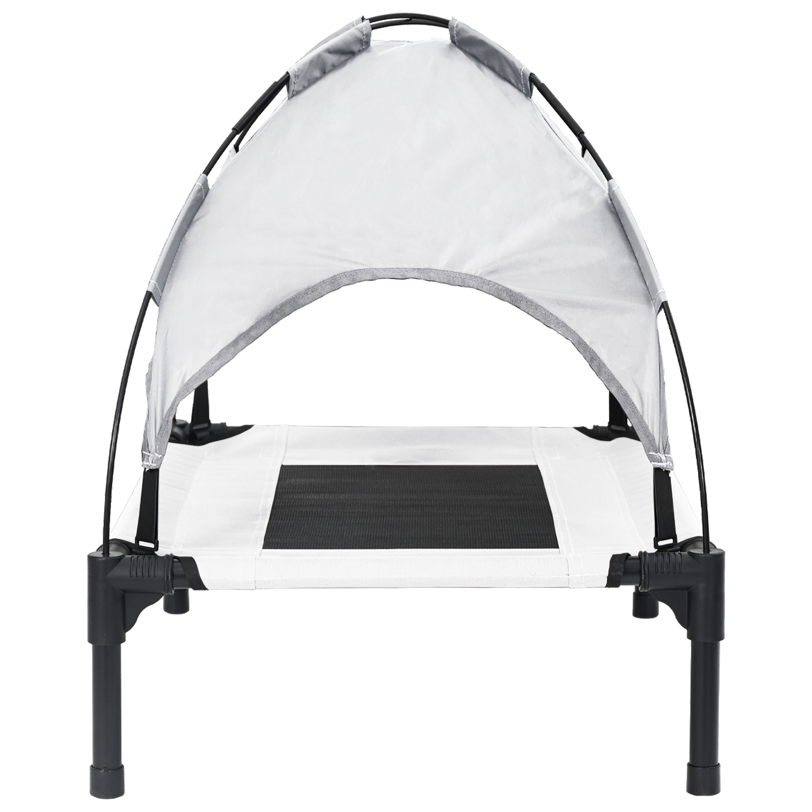 Pat ridicat pentru câini cu acoperiș detașabil Argintiu Oțel [5]